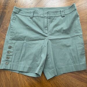 Talbots Women's Sage Green Button-Accent Shorts